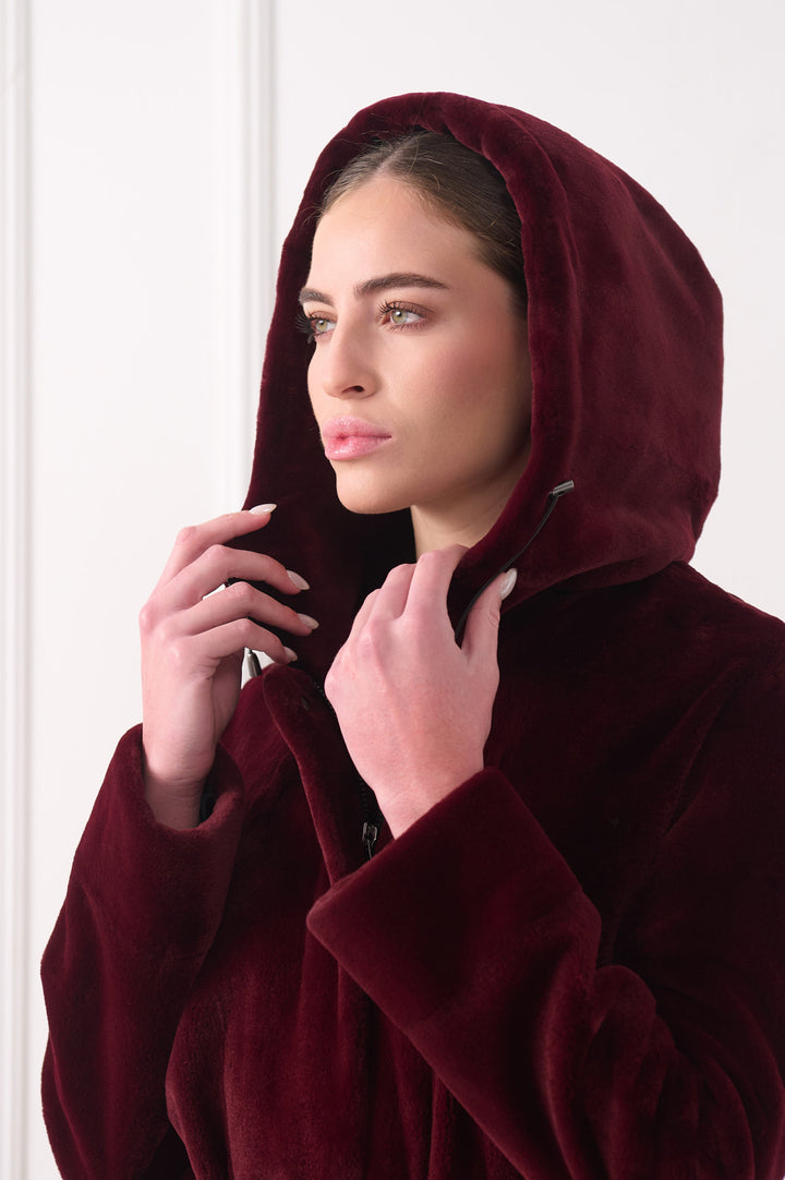 Hooded Sheared Mink Fur Jacket