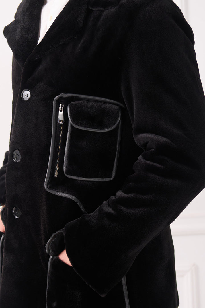 Куртка из стриженой норки для мужчин с капюшоном