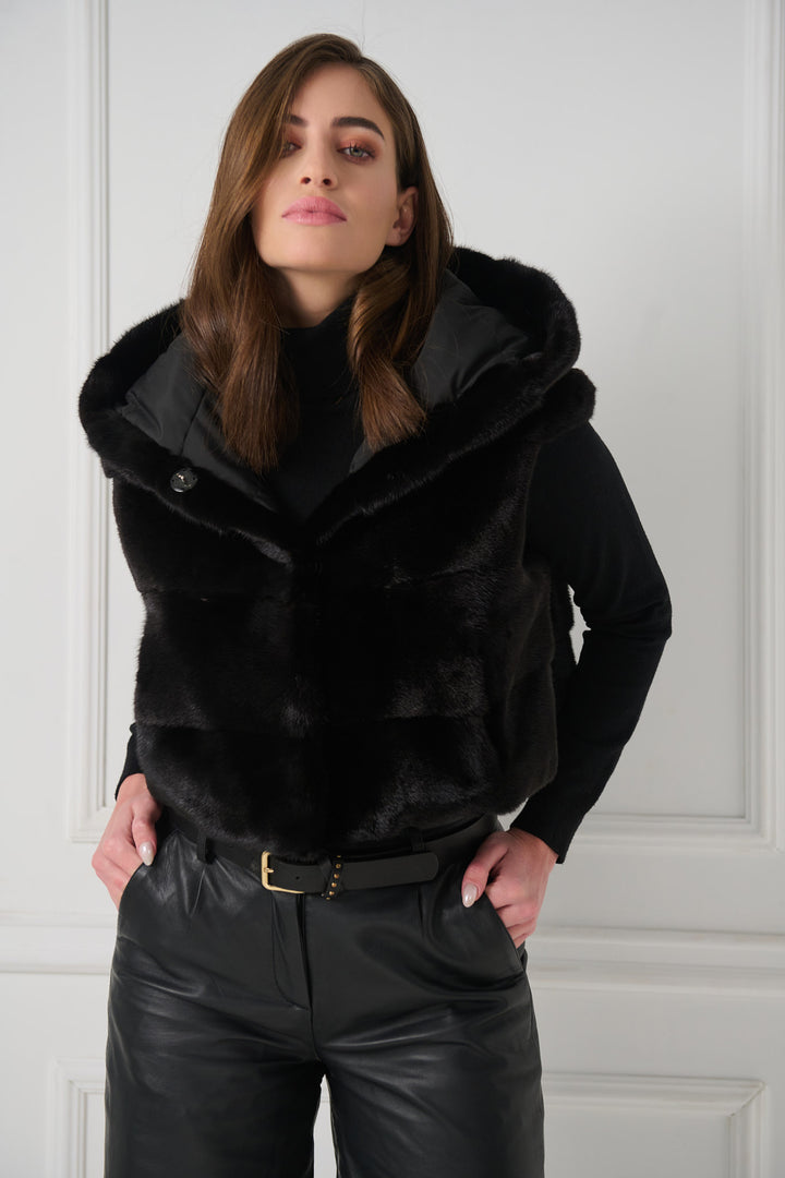 Reversible Cropped Mink Fur Vest
