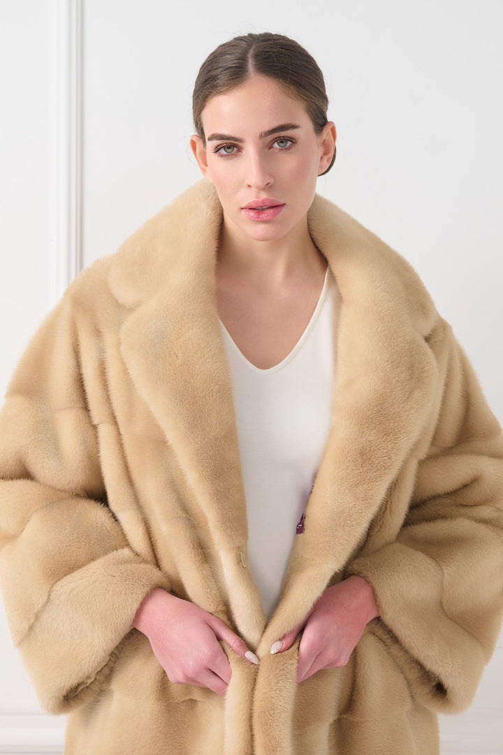 Hooded Mink Fur Coat with Belt
