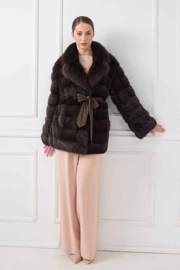 Sable jacket with belt