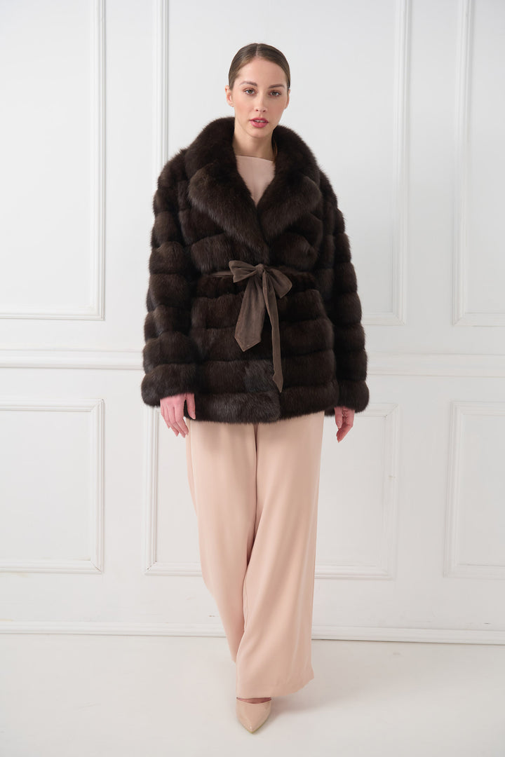 Sable jacket with belt
