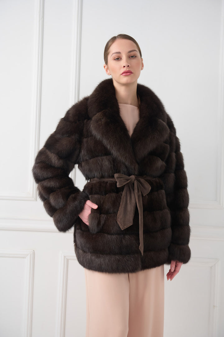 Sable jacket with belt