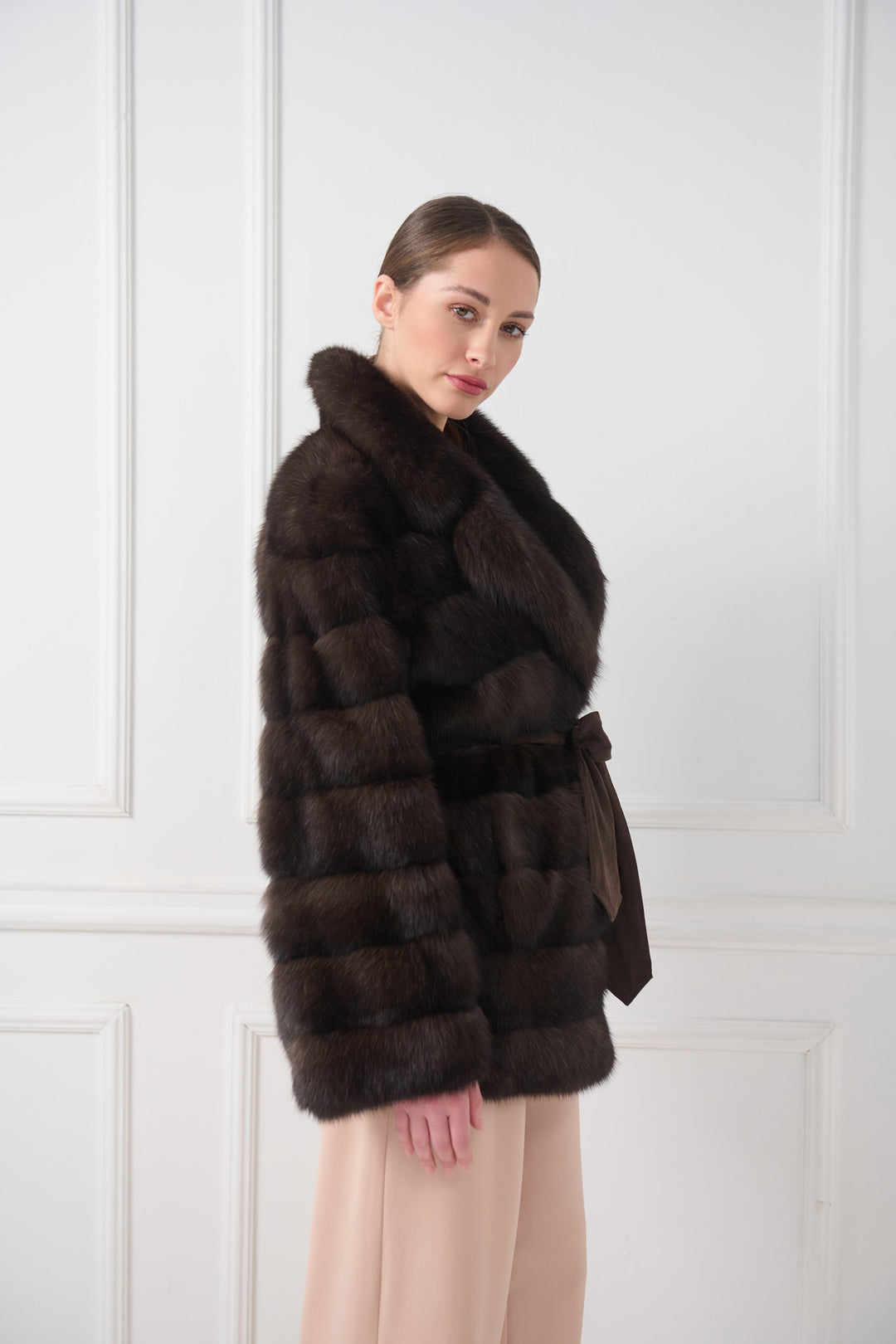 Sable jacket with belt