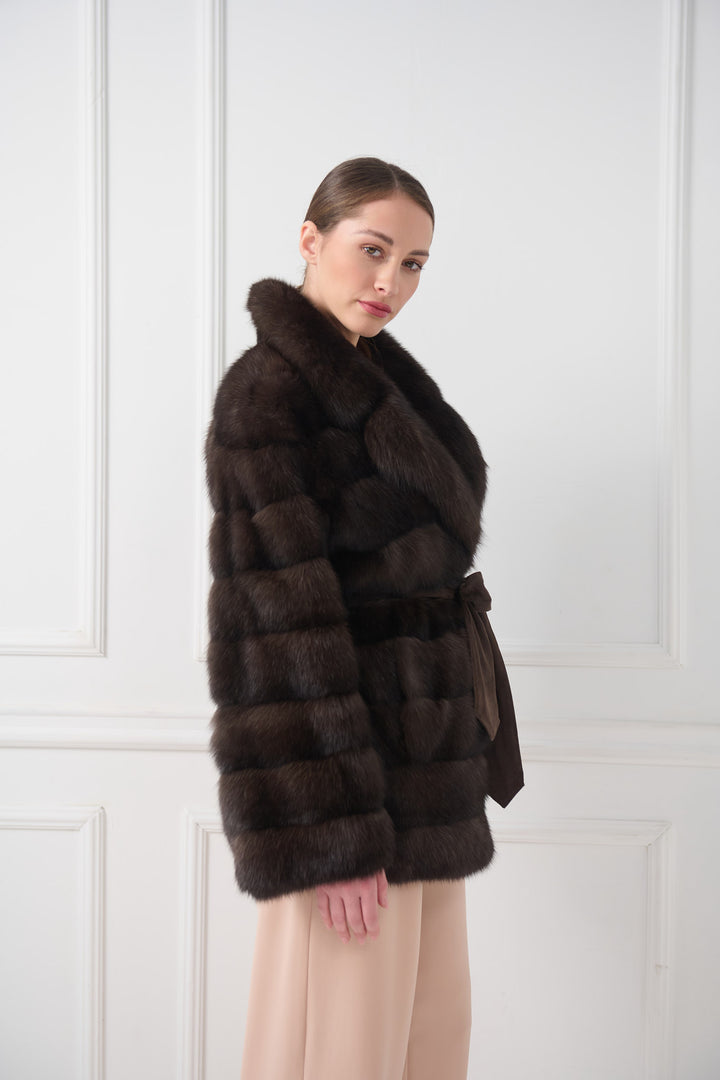 Sable jacket with belt