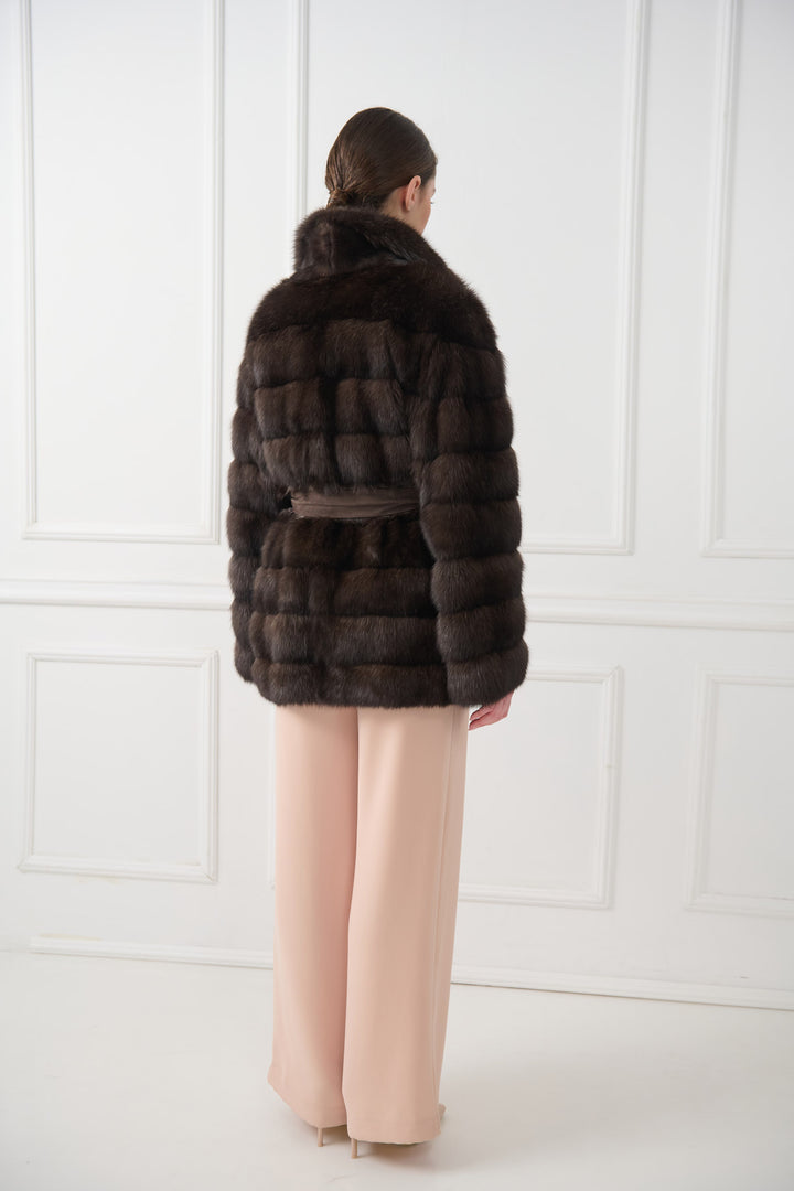 Sable jacket with belt