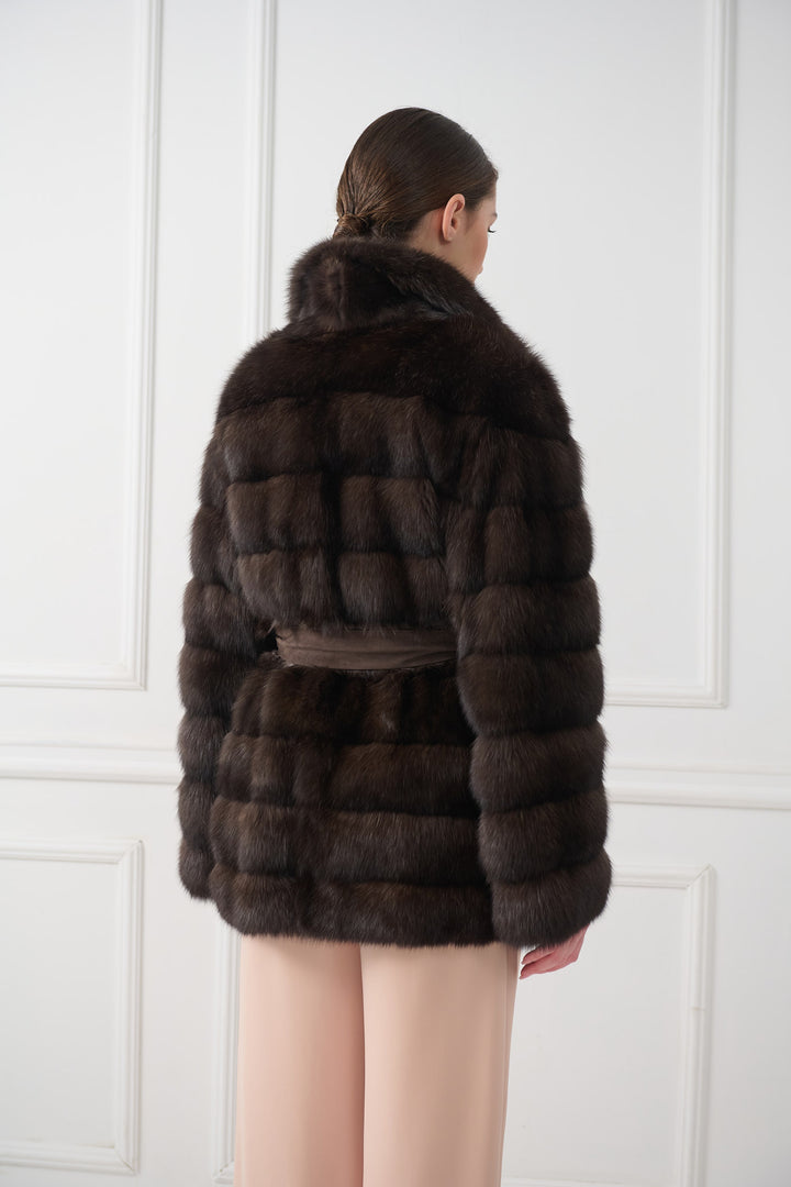 Sable jacket with belt