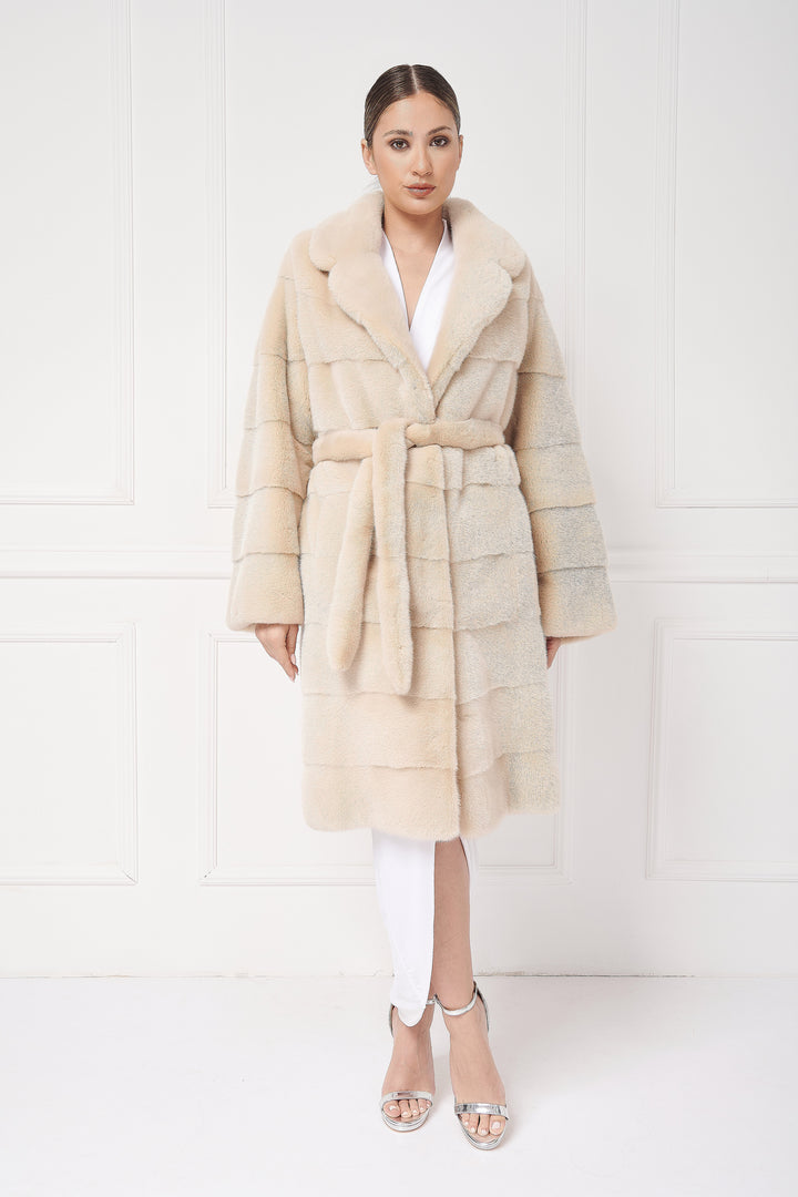 Midi mink coat with english lapels