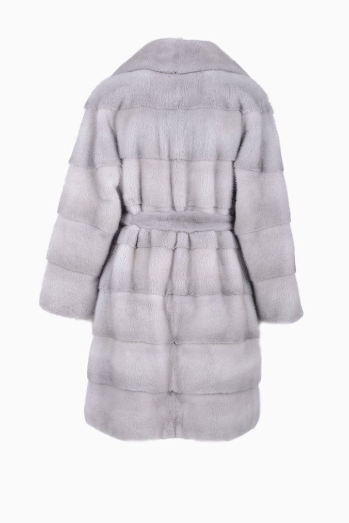 Glamorous mink fur coat with english collar and belt