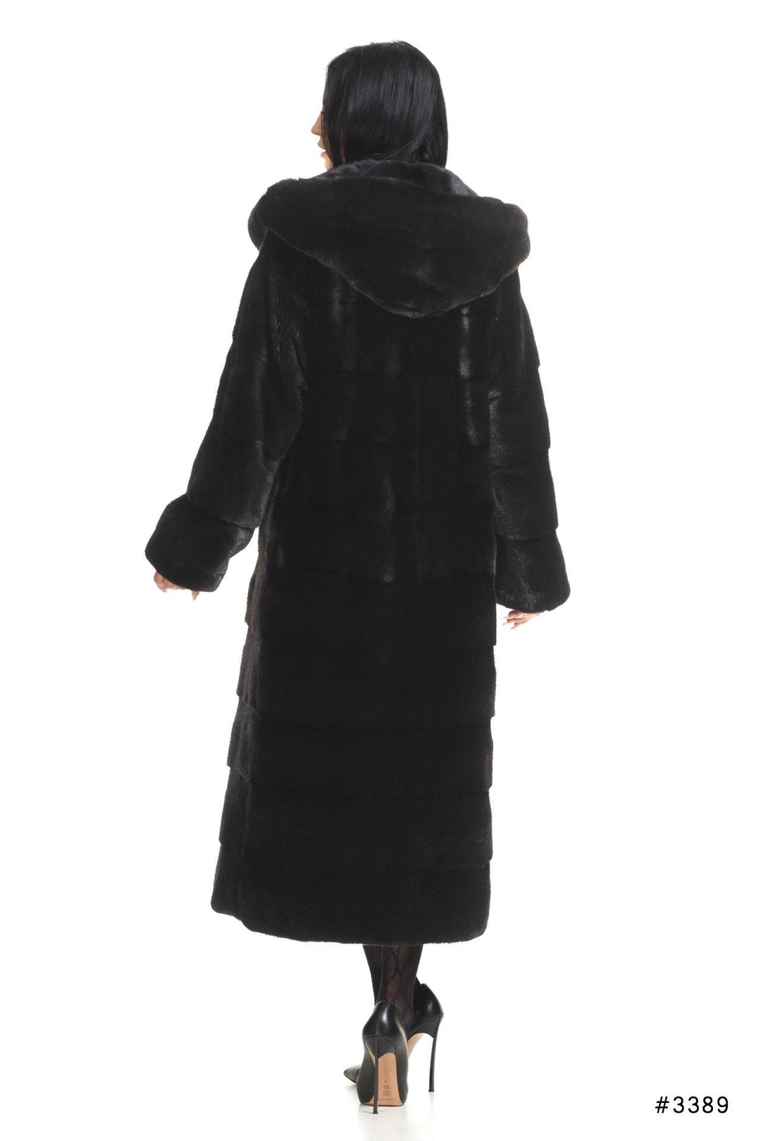 Elegant and casual long mink coat with hood - Manakas Frankfurt