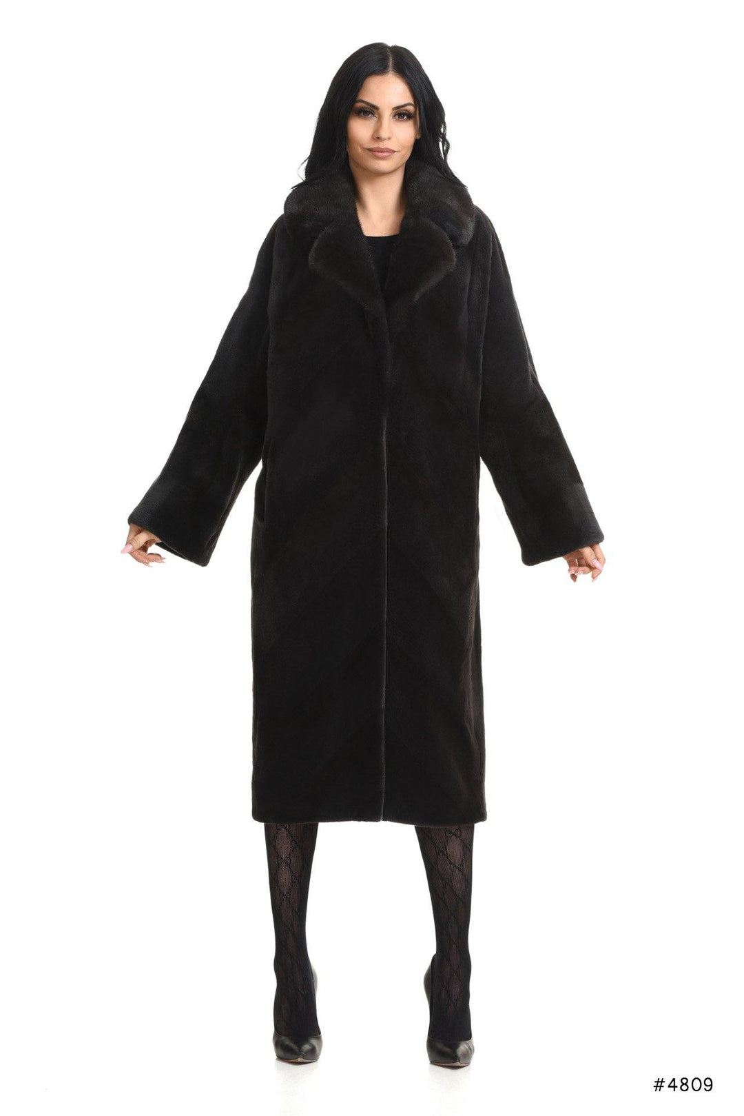 Elegant sheared mink coat with long hair english collar - Manakas Frankfurt